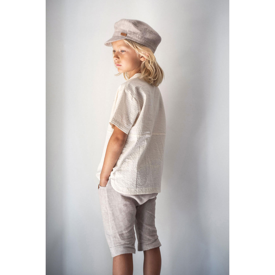 Popelin Sand linen Bermuda Shorts