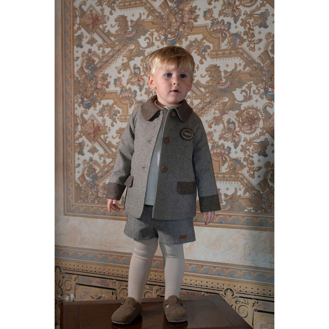 Popelin Brown Fleck Panelled Short