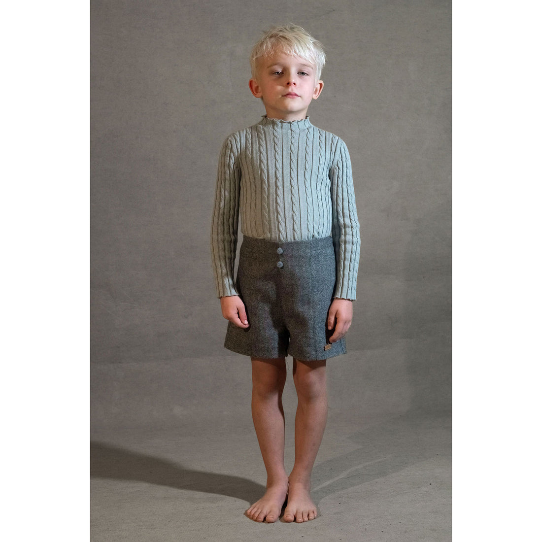 Popelin Grey Fleck Panelled Shorts