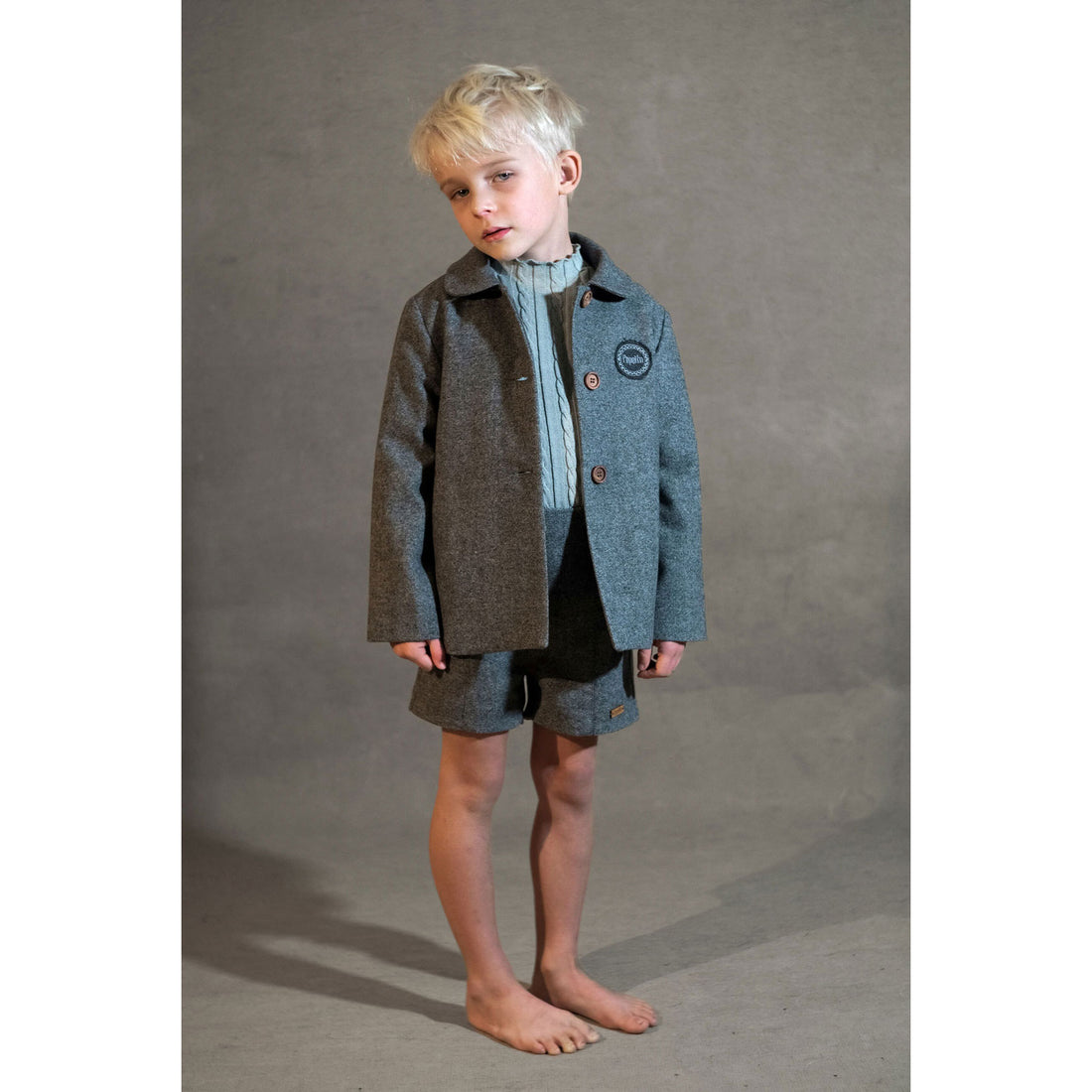 Popelin Grey Fleck Panelled Shorts