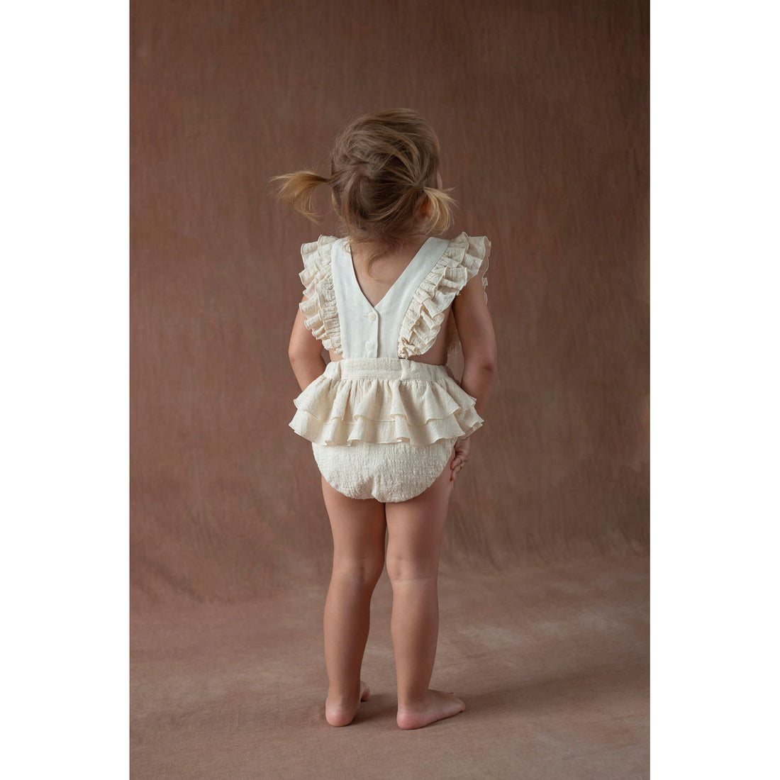 Popelin Off White Ruffle Romper
