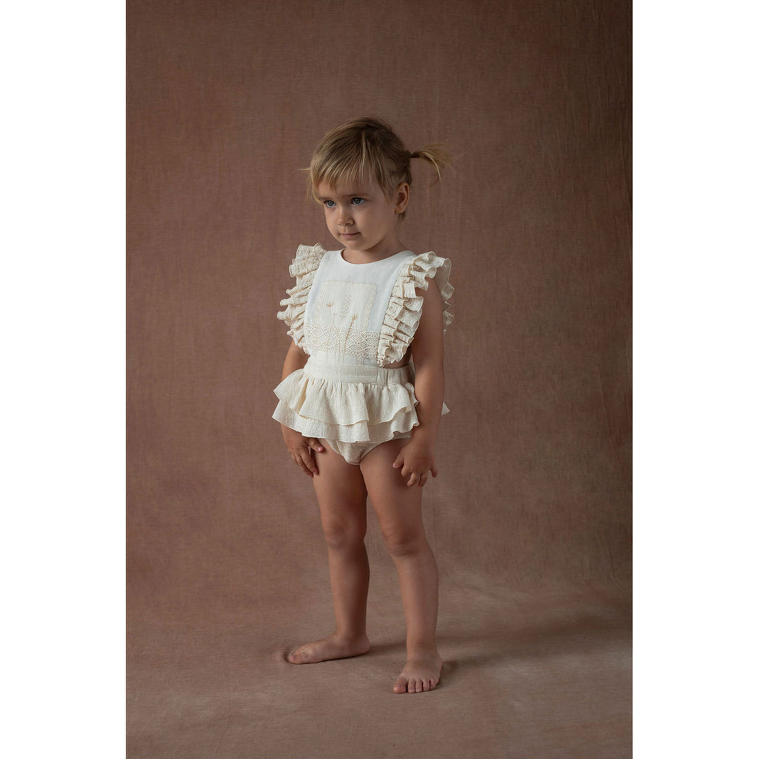 Popelin Off White Ruffle Romper