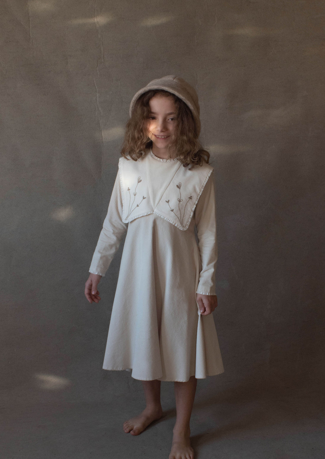 Popelin Off White Embroidered Cape Dress