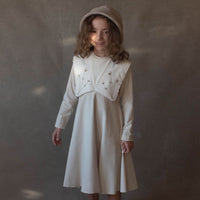Popelin Off White Embroidered Cape Dress