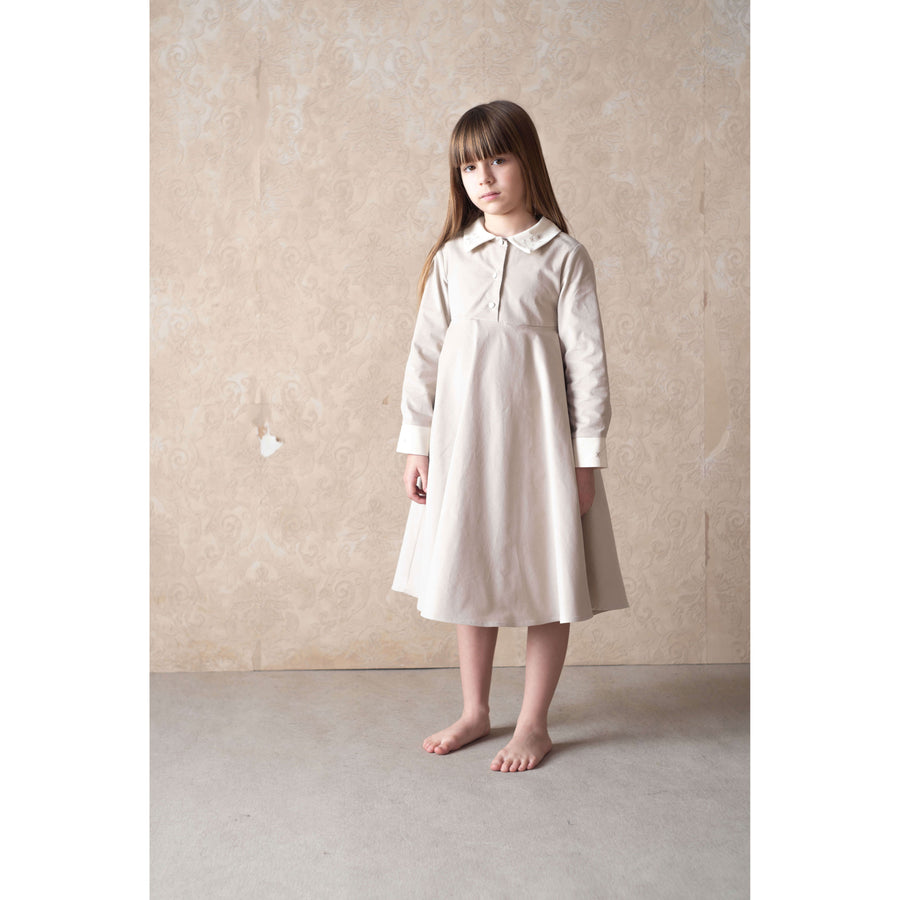 Popelin Beige Velvet Dress