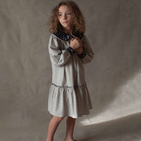 Popelin Off White Check  Dress