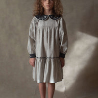 Popelin Off White Check  Dress