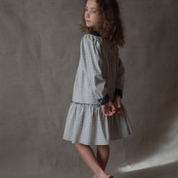 Popelin Off White Check  Dress