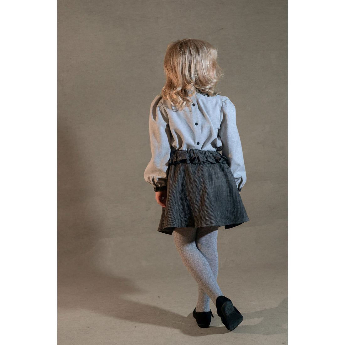 Popelin Black Gingham Frill Skirt