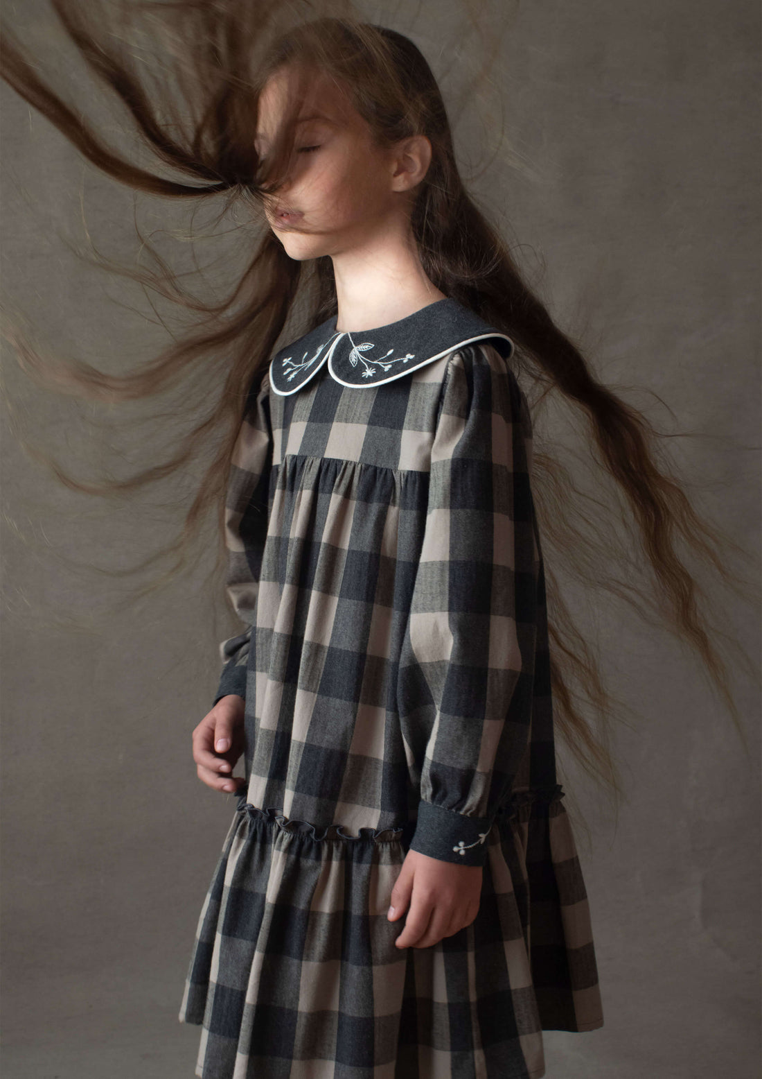 Popelin Taupe Check  Dress