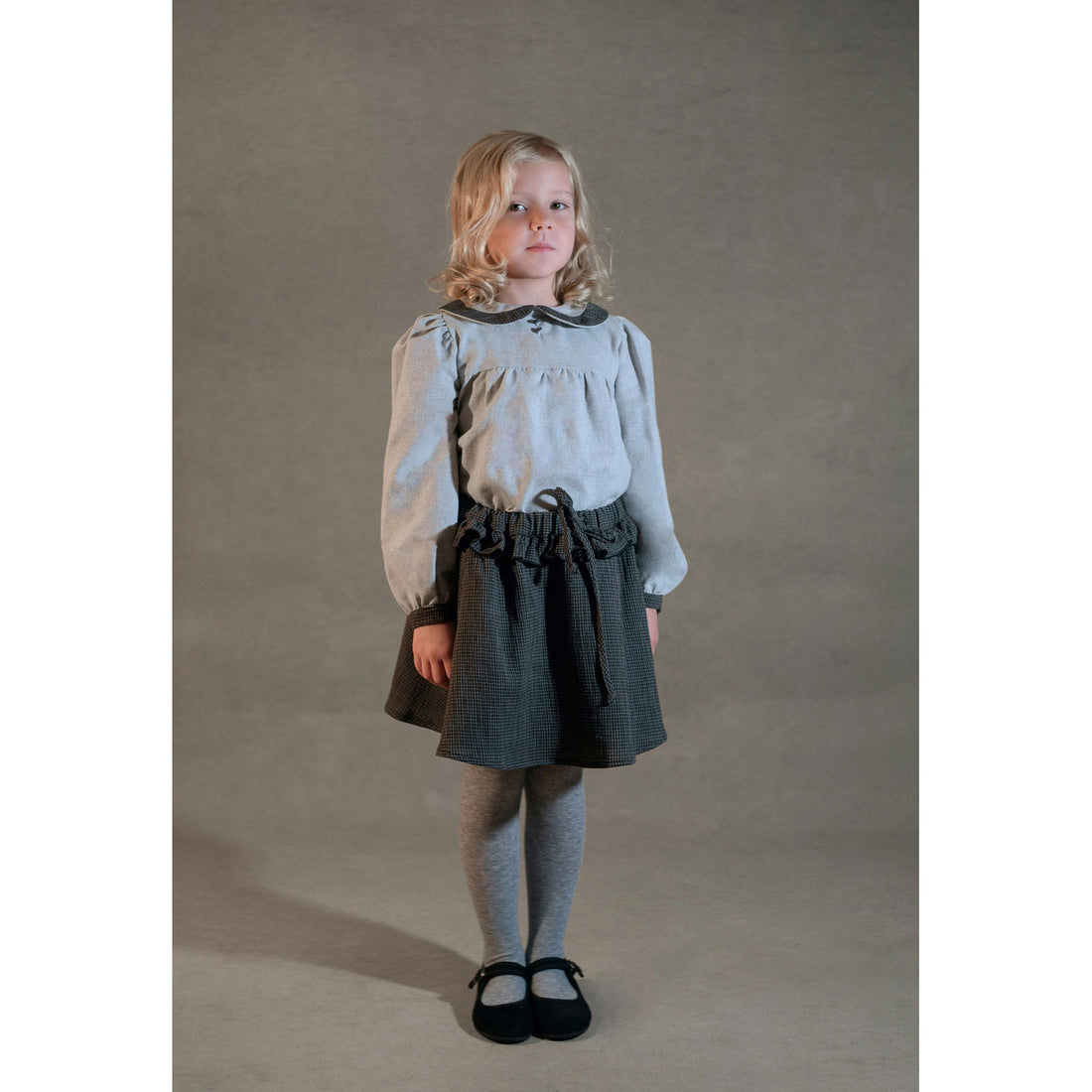 Popelin Black Gingham Frill Skirt