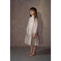 Popelin Sand Embroidered Yolk Dress