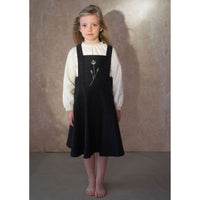 Popelin Dark Grey Wool Dungaree Dress
