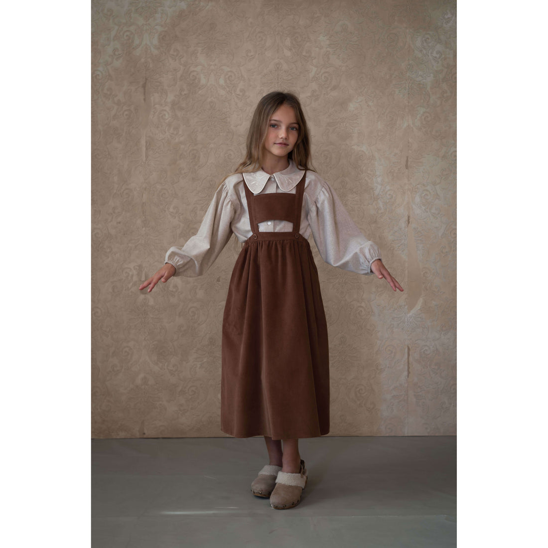 Popelin Ochre Coloured Corduroy Midi Dress Ladida Popelin Ochre Coloured Corduroy Midi Dress Ladida