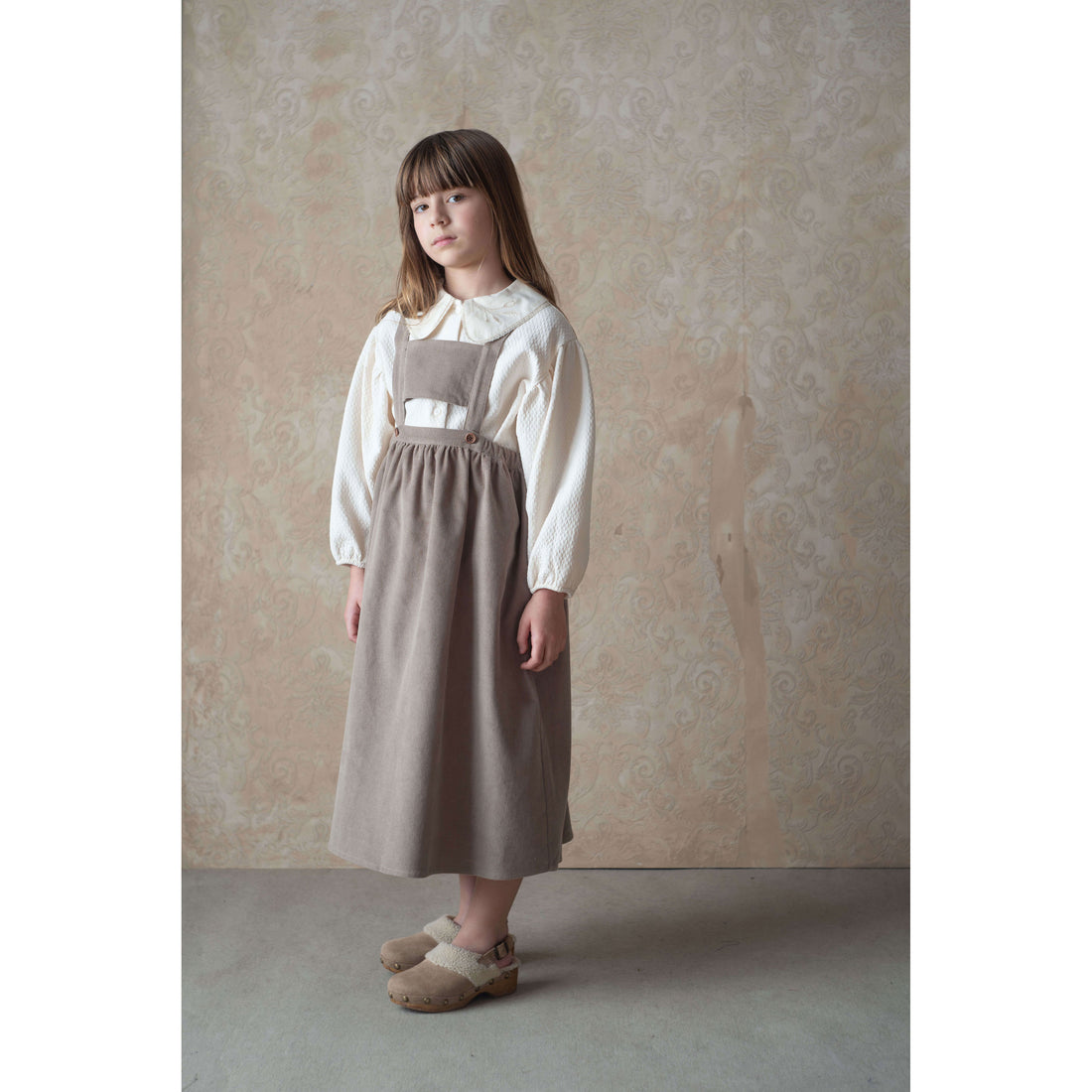 Popelin Taupe Corduroy Midi Dress