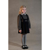 Popelin Black Embroidered Corduroy Dress