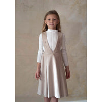 Popelin Cream Velvet Embroidered Strap Dress