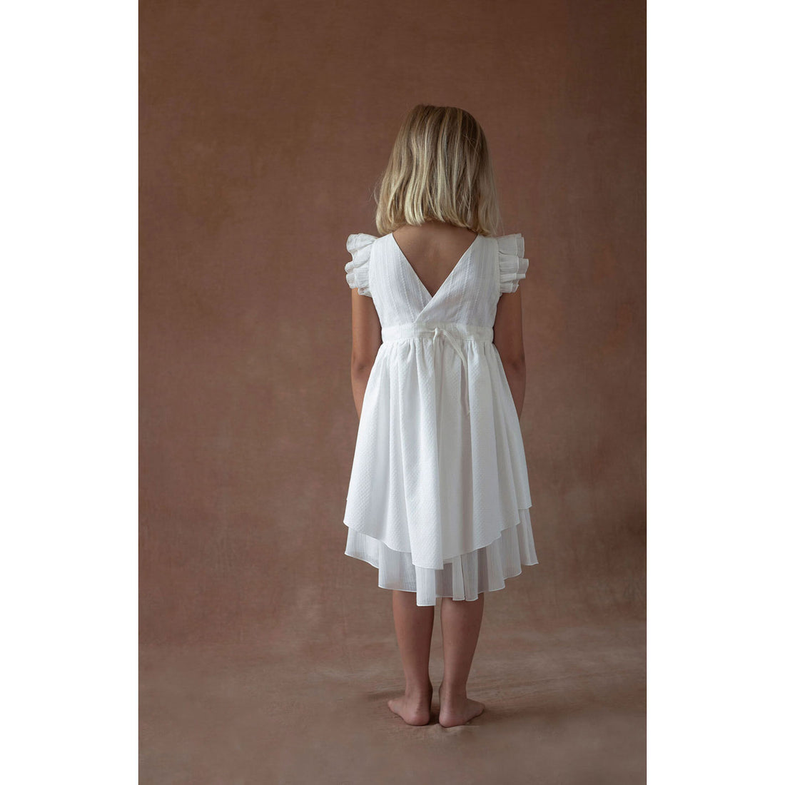 Popelin White Crossover Short Dress