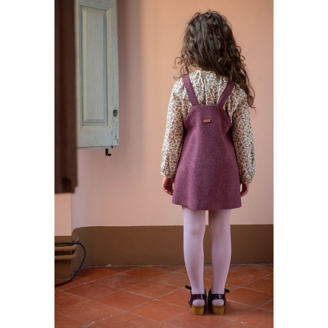 Popelin Wine Red Wool Bib Dress