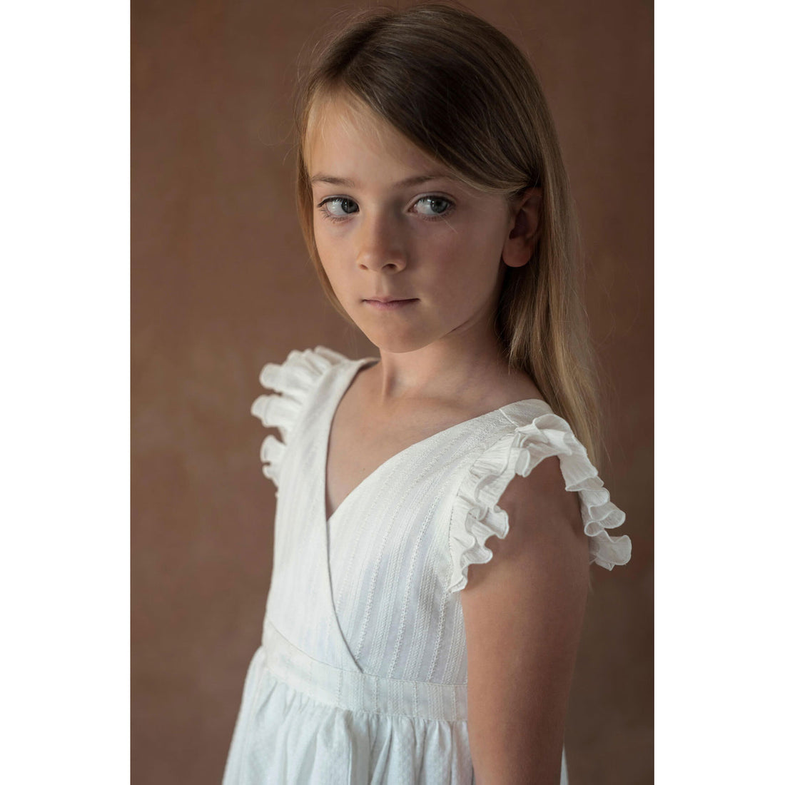 Popelin White Crossover Midi Dress