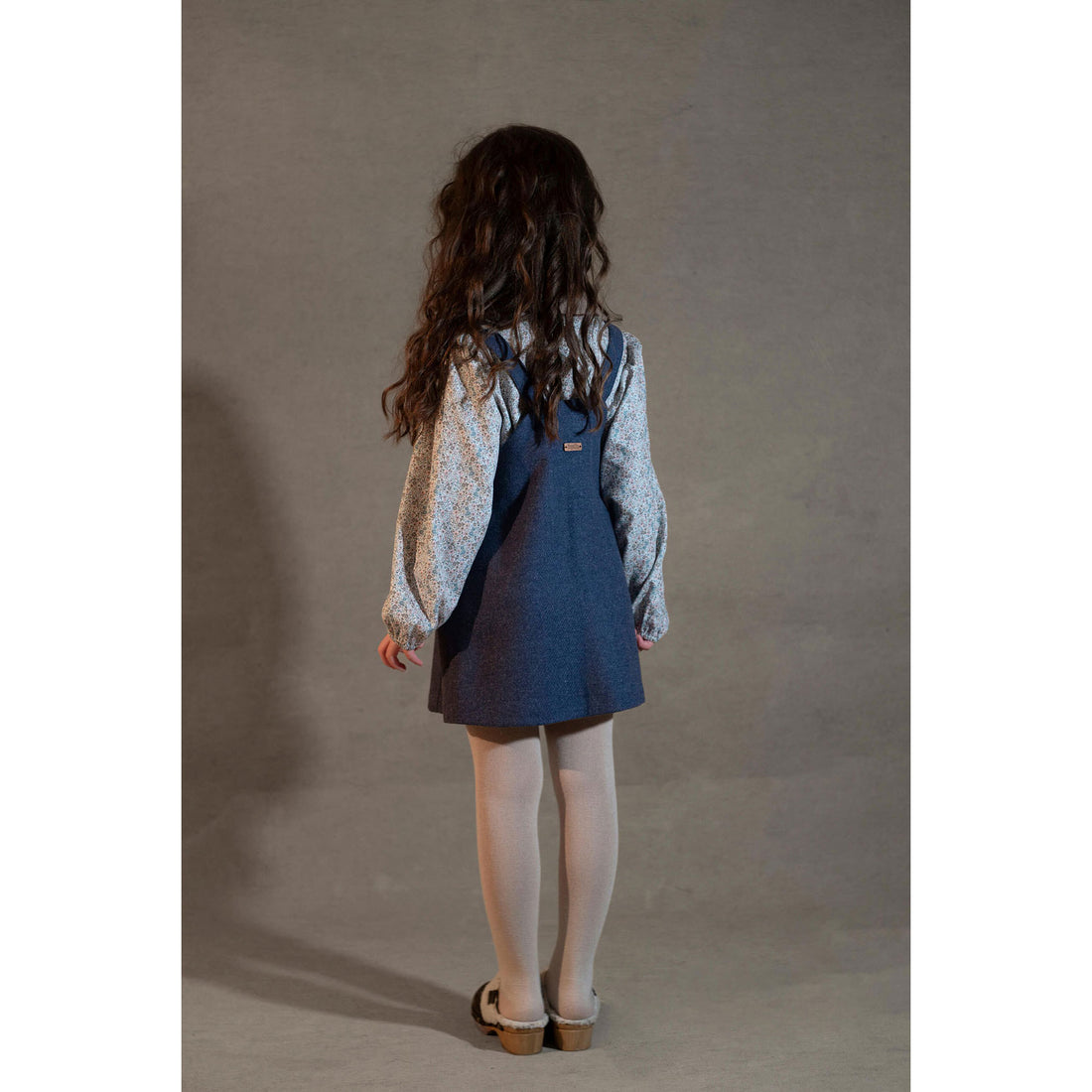 Popelin Blue Wool Bib Dress
