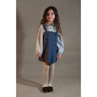 Popelin Blue Wool Bib Dress