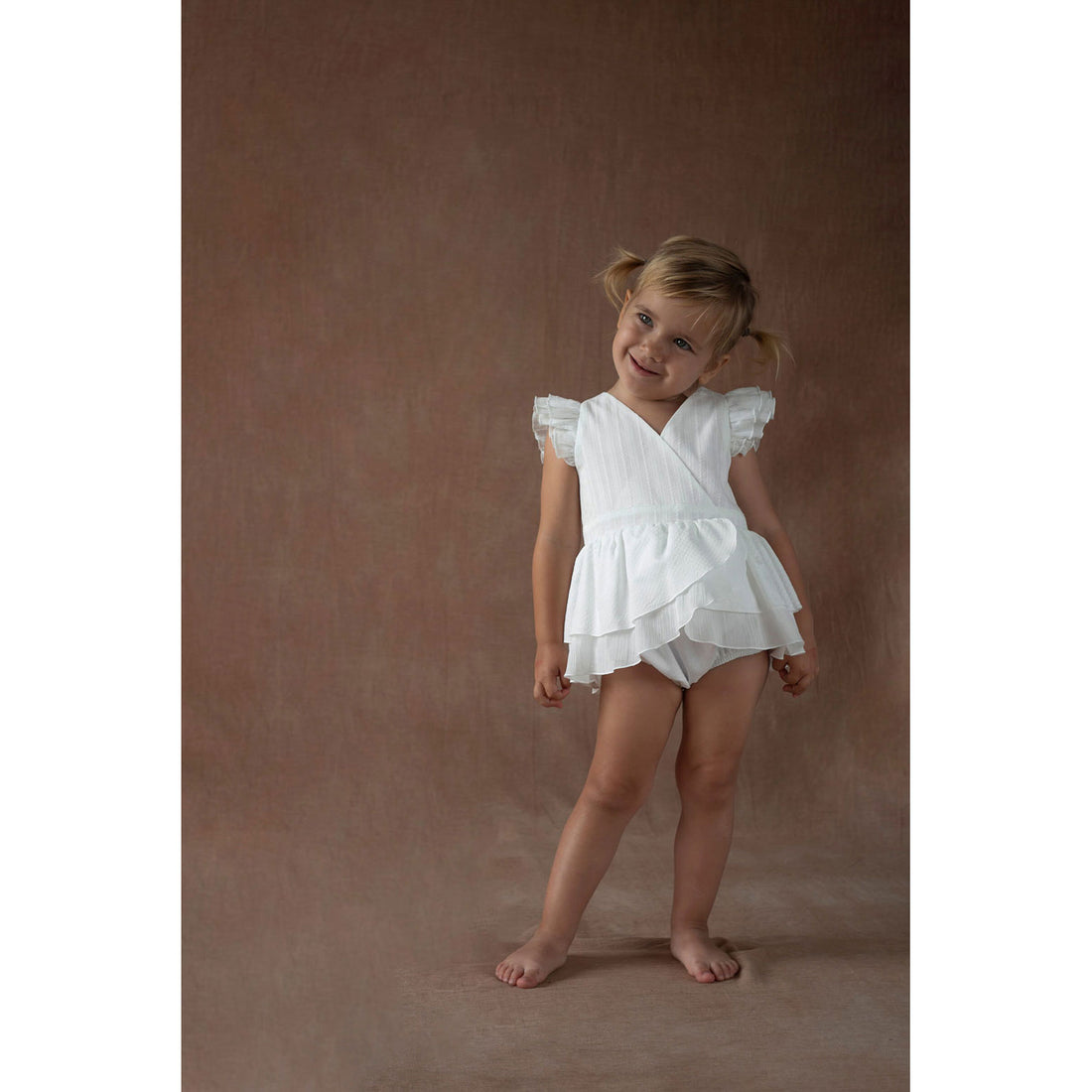 Popelin White Crossover Romper