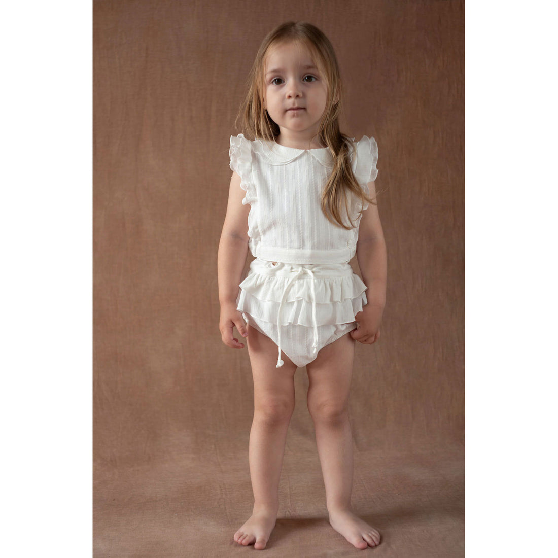 Popelin White Double Frill Culotte