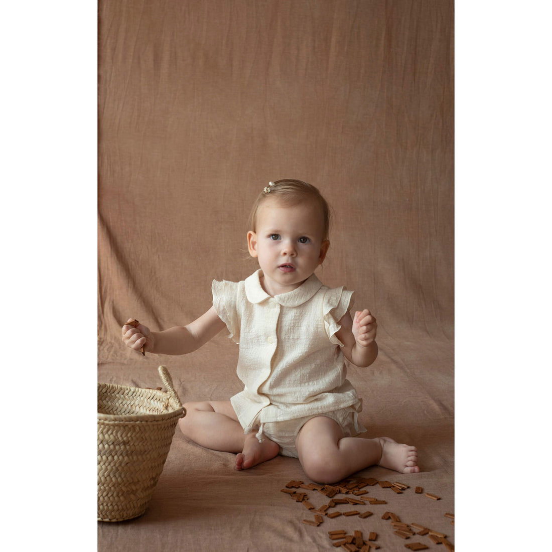 Popelin Off White Baby Collar Blouse