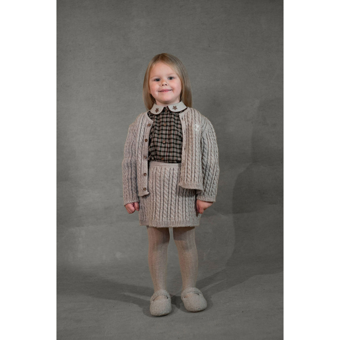 Popelin Sand Knitted Cardigan