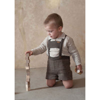 Popelin Brown Plaid Suspender Shorts