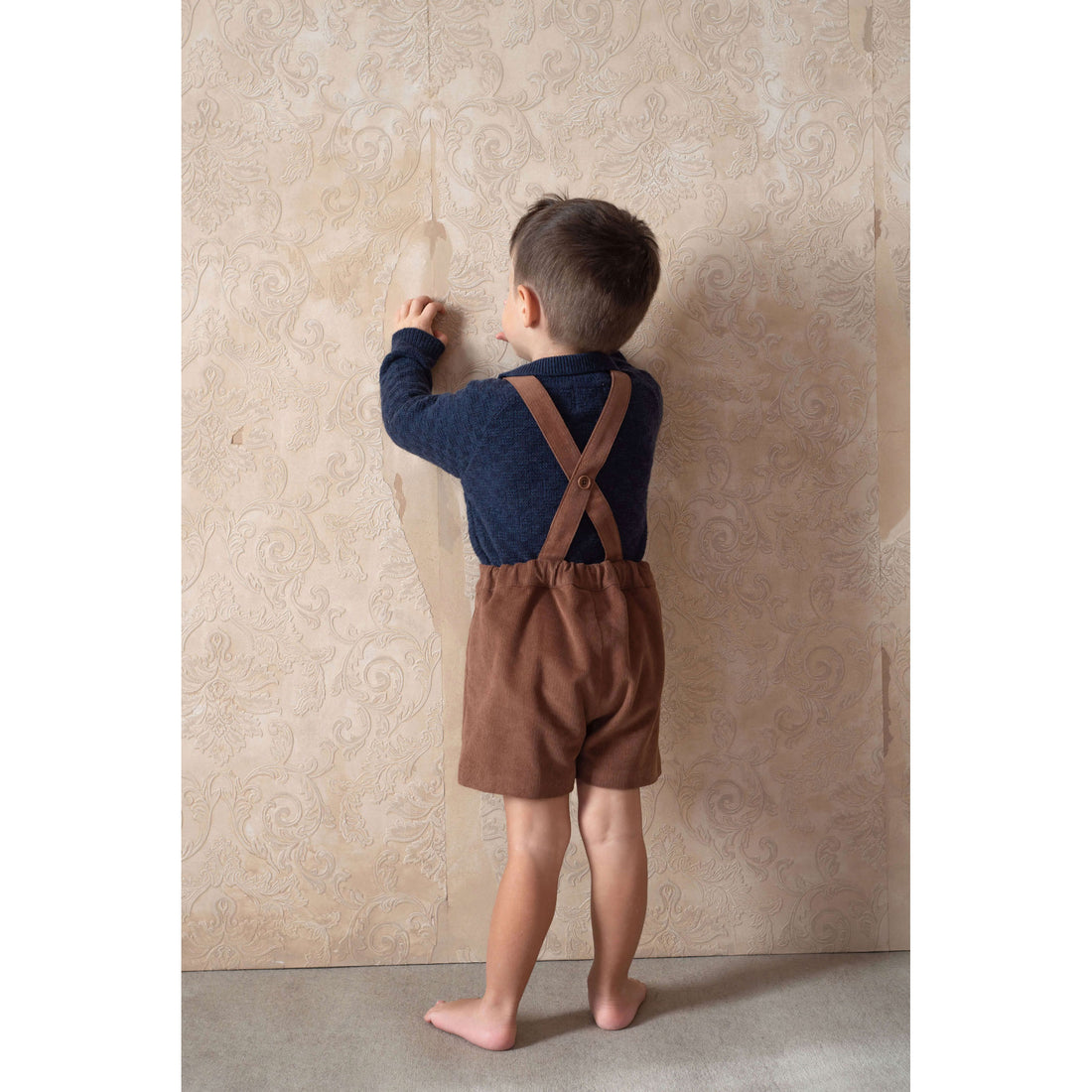 Popelin OchreCorduroy Suspender Shorts