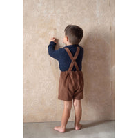Popelin OchreCorduroy Suspender Shorts