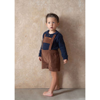 Popelin OchreCorduroy Suspender Shorts