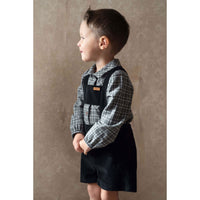 Popelin Black Corduroy Suspender Shorts