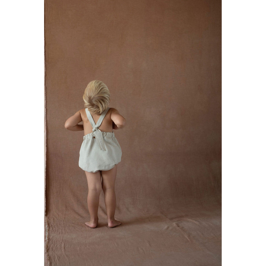 Popelin Sand Linen Dungarees