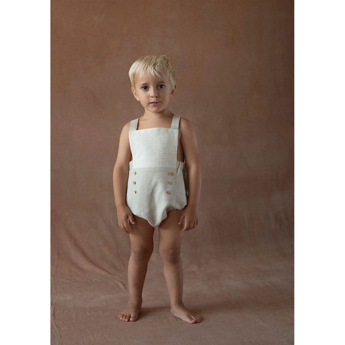 Popelin Sand Linen Dungarees