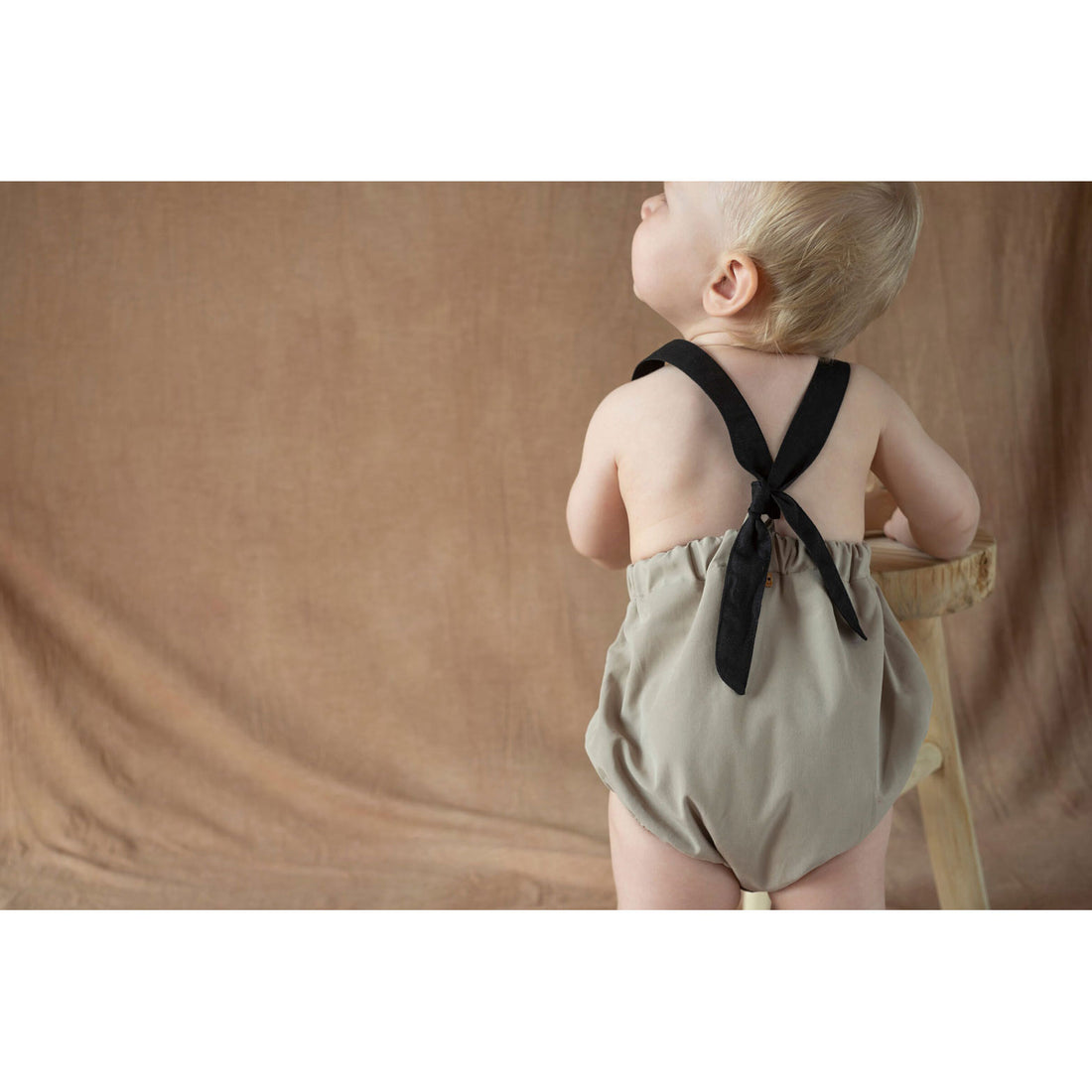 Popelin Taupe Linen Dungarees