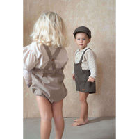 Popelin Brown Wool Suspender Shorts
