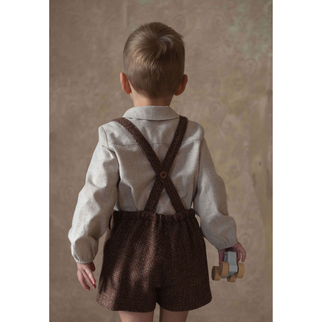 Popelin Burgundy Wool Suspender Shorts