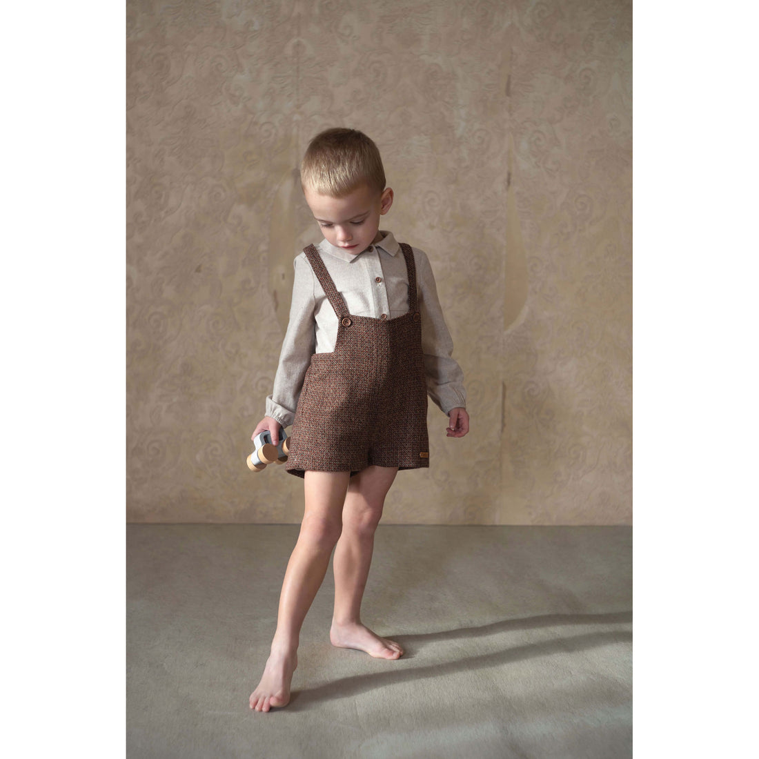 Popelin Burgundy Wool Suspender Shorts