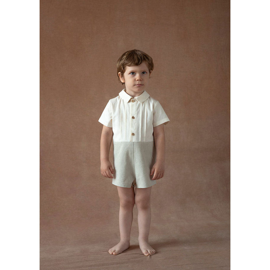 Popelin Sand Oxford Shirt Jumpsuit