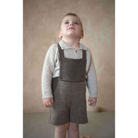 Popelin Brown Plaid Wool Romper