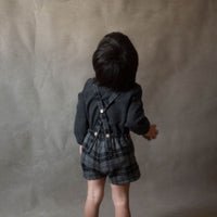 Popelin Grey Check Woollen Short Dungarees