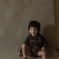Popelin Grey Check Woollen Short Dungarees