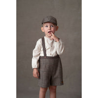 Popelin Brown Herringbone Crossover Strap Shorts