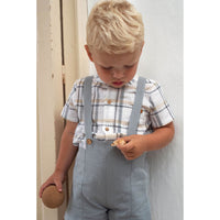 Popelin Blue Plaid Shirt Romper