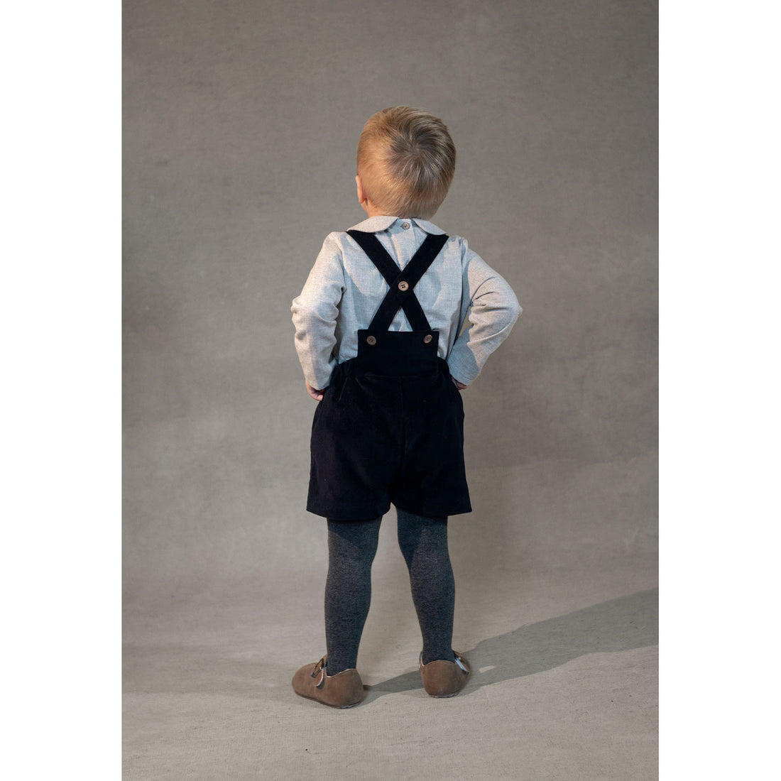 Popelin Black Velvet Dungarees Shorts