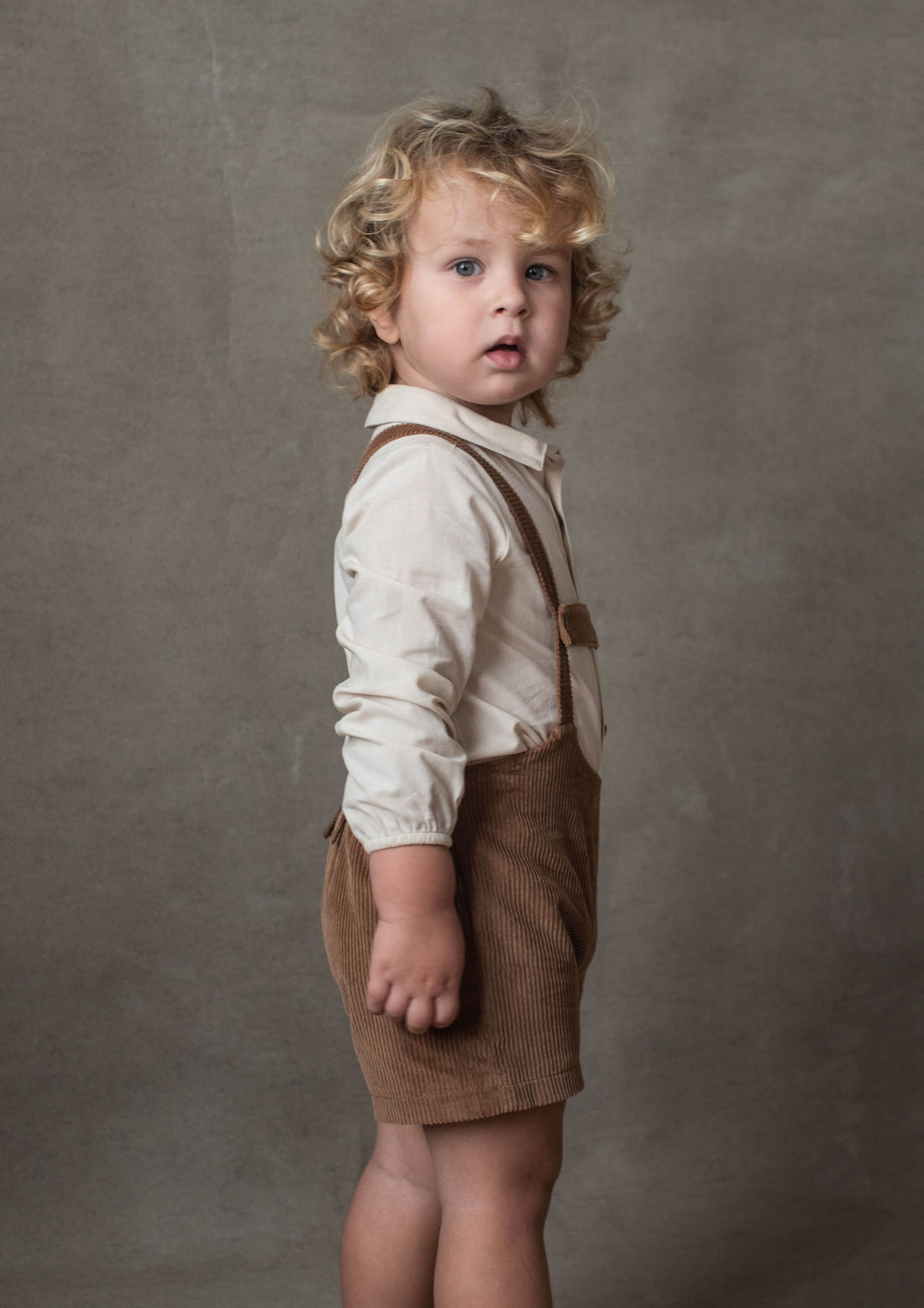 Popelin Ochre Short Dungarees