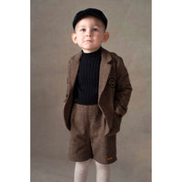 Popelin Brown Micro Herringbone Crossover Shorts